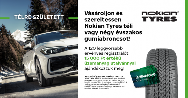 Nokian Téligumi akció 15000 ft üzemanyag utalvány ajándékba